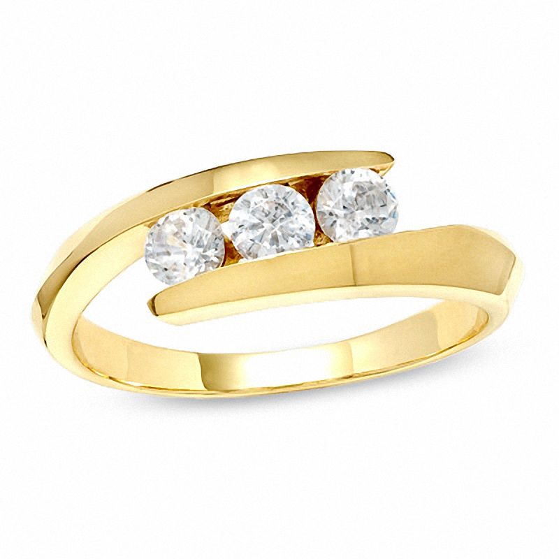 0.50 CT. T.W. Diamond Three Stone Bypass Ring in 14K Gold|Peoples Jewellers