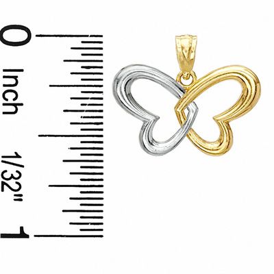 Double Heart Butterfly Charm in 10K Two-Tone Gold