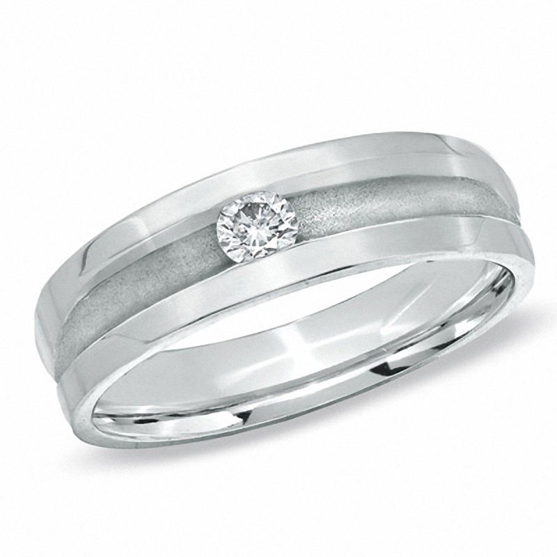 Ladies' 0.13 CT. Diamond Solitaire Wedding Band in 10K White Gold|Peoples Jewellers