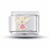 Pink Enamel Angel Italian Charm in Stainless Steel and 18K Gold-Tone Accents