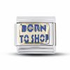 Thumbnail Image 0 of Enamel 'Born To Shop' Italian Charm in Stainless Steel with 18K Gold-Tone Accents