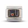 Thumbnail Image 0 of Enamel Black and Red 'I Heart U' Italian Charm in Stainless Steel with 18K Gold-Tone Accents