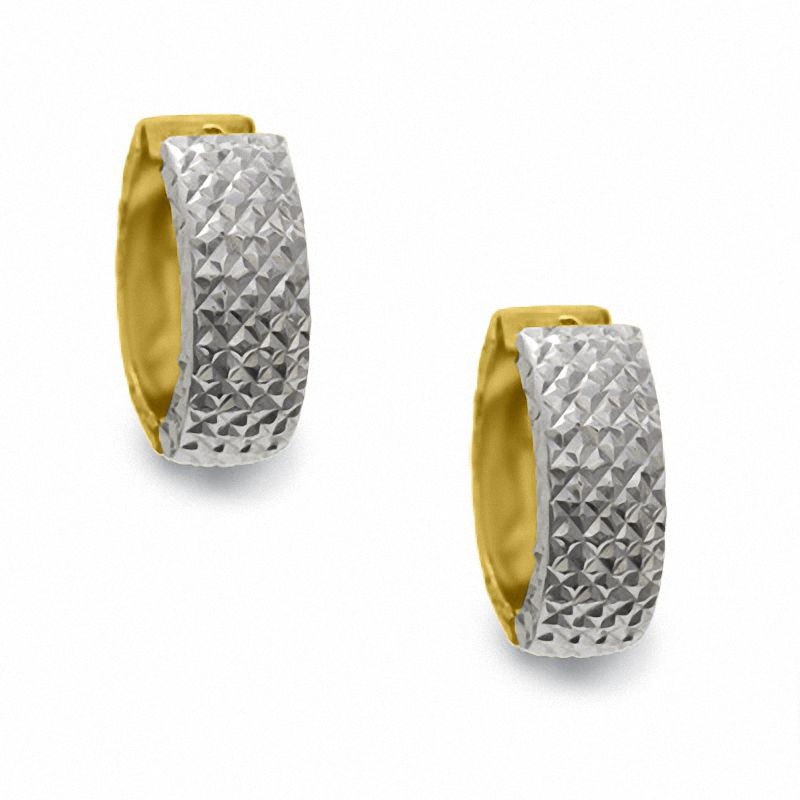 14K Two-Tone Gold Huggies Hoop Earrings|Peoples Jewellers