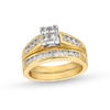 1.00 CT. T.W. Quad Square-Cut Diamond Bridal Set in 14K Gold