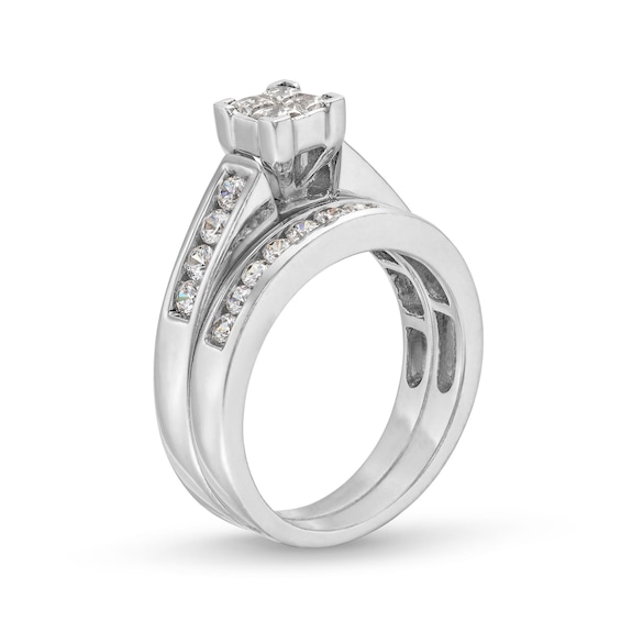 CT. T.W. Quad Princess-Cut Diamond Bridal Set in 14K White Gold