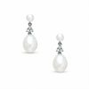 Thumbnail Image 0 of Freshwater Cultured Pearl and Diamond Accent Drop Earrings in 10K White Gold