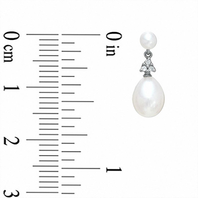 Freshwater Cultured Pearl and Diamond Accent Drop Earrings in 10K White Gold