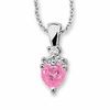Thumbnail Image 0 of Pink Sapphire and Diamond Heart Pendant in 14K White Gold