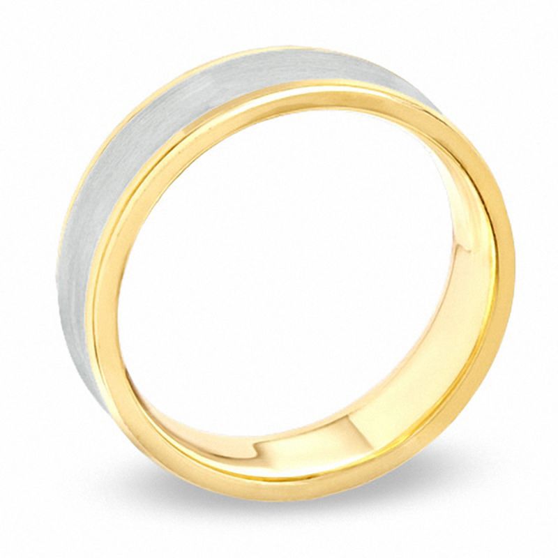 Men's 7.0mm Concave Wedding Band in 14K Two-Tone Gold - Size 10