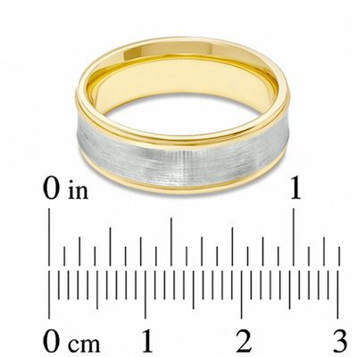 Men's 7.0mm Concave Wedding Band in 14K Two-Tone Gold - Size 10