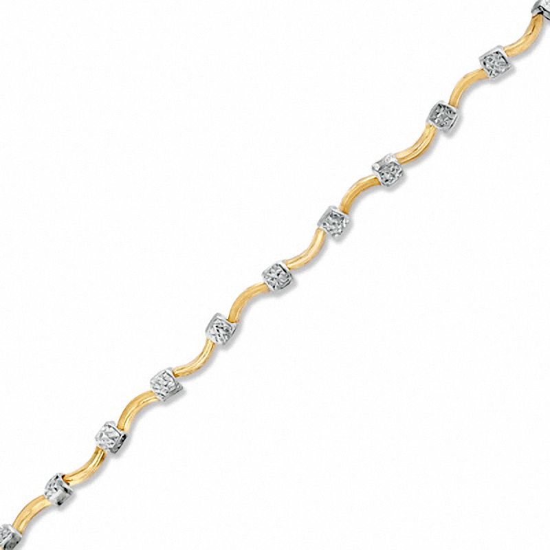 10K Two-Tone Gold Curve Station Stampato Bracelet|Peoples Jewellers