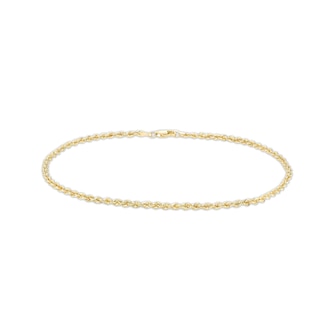 Rope Chain Anklet in Hollow 10K Gold - 10"