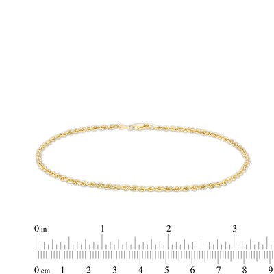 Rope Chain Anklet in Hollow 10K Gold - 10"