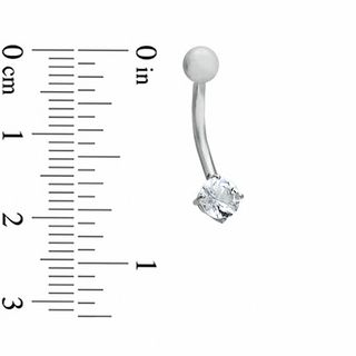 014 Gauge Curved Barbell with Cubic Zirconia in 14K White Gold