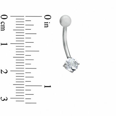 014 Gauge Curved Barbell with Cubic Zirconia in 14K White Gold