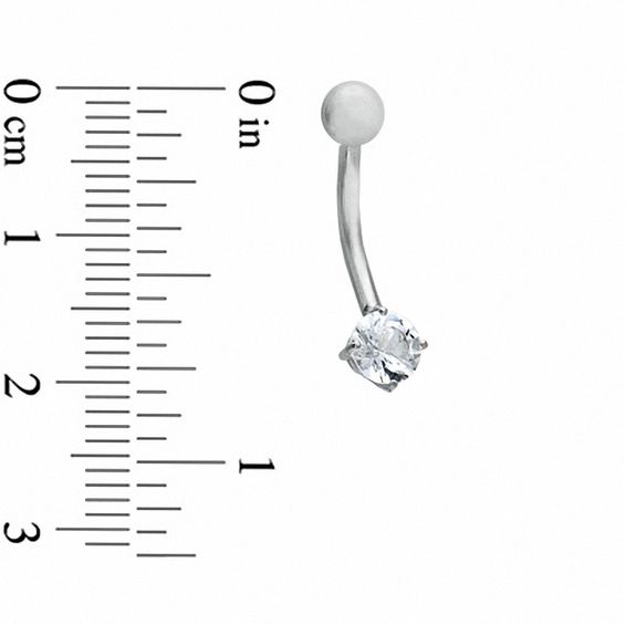 014 Gauge Curved Barbell with Cubic Zirconia in 14K White Gold