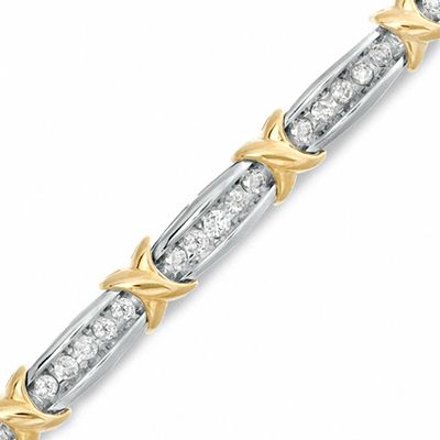 2.00 CT. T.W. Diamond "X" Bracelet in 10K Gold