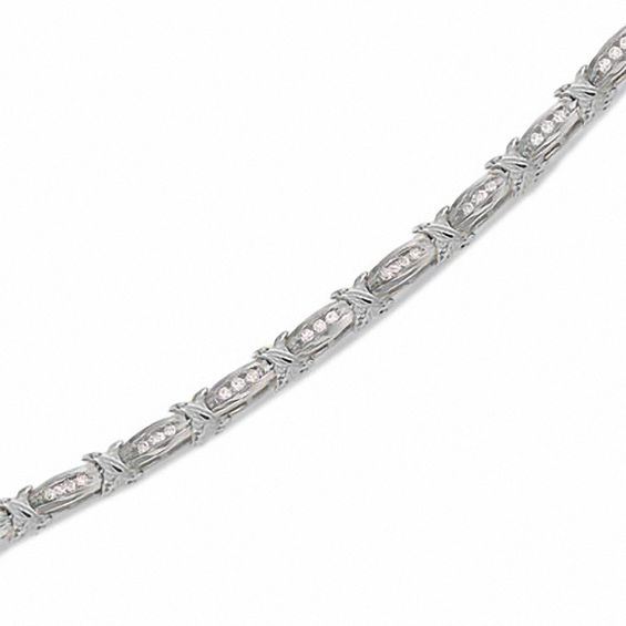 CT. T.W. Diamond "X" Channel Bracelet in 10K White Gold