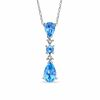 Pear-Shaped Blue Topaz and Diamond Accent Pendant in 10K White Gold