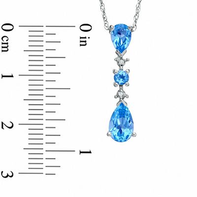 Pear-Shaped Blue Topaz and Diamond Accent Pendant in 10K White Gold