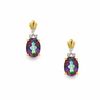 Thumbnail Image 0 of Oval Mystic Fire® Topaz Earrings in 10K Gold with Diamond Accents