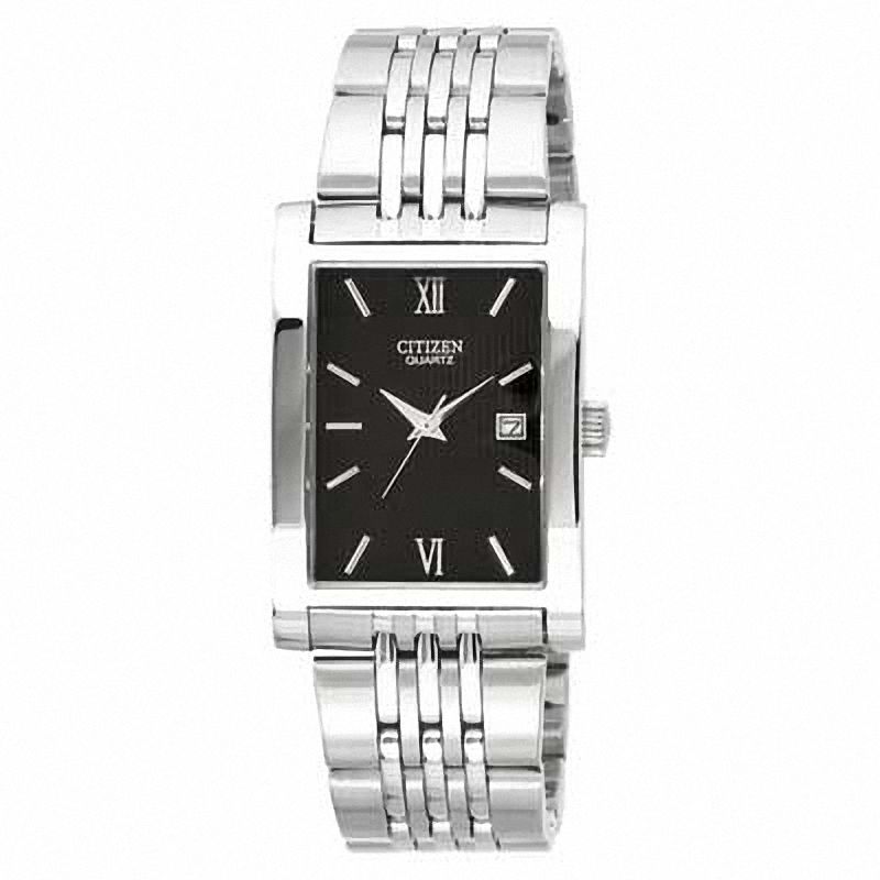 Men's Citizen Stainless Steel Watch with Rectangular Black Dial (Model: BH1370-51E)