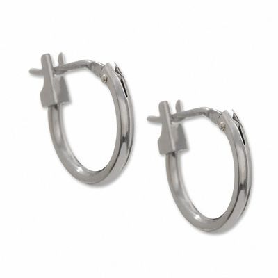 14K White Gold 10mm Hoop Earrings