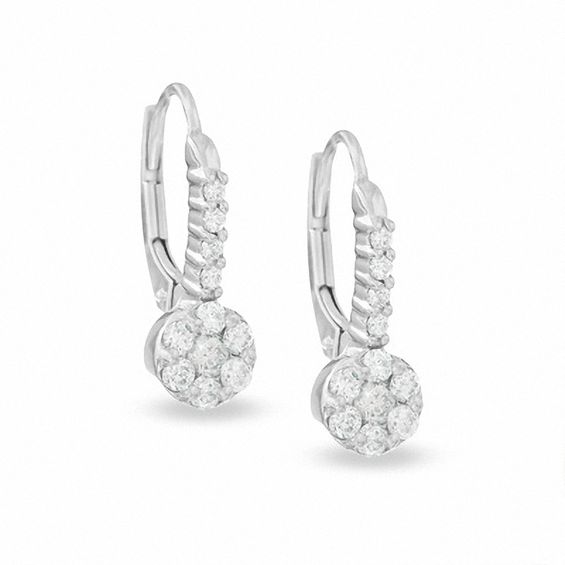 0.45 CT. T.W. Endless Diamond® Cluster Drop Earrings in 14K White Gold