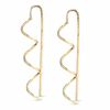 14K Gold Wavy Stick Threader Earrings