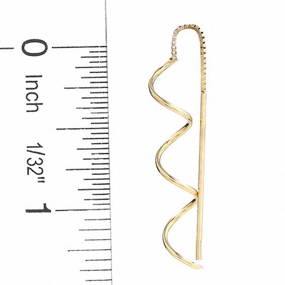 14K Gold Wavy Stick Threader Earrings