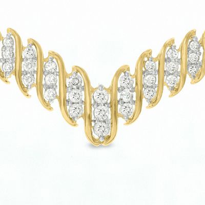 4.00 CT. T.W. Diamond Swirl Necklace in 10K Gold