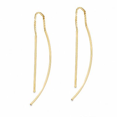 10K Gold Curved Stick Threader Earrings