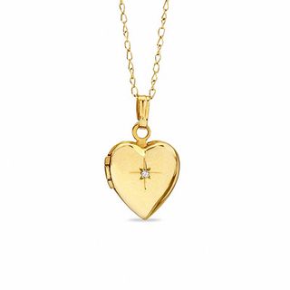 Child's Diamond Accent Locket in 10K Gold - 13"