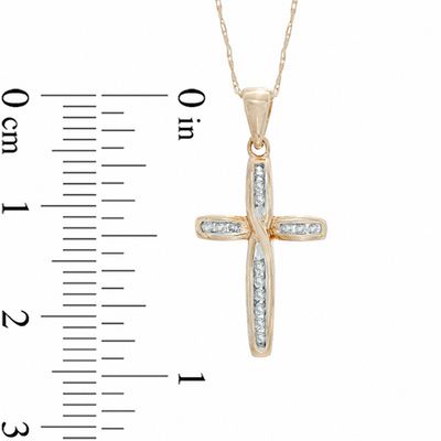 0.09 CT. T.W. Diamond Cross Pendant in 10K Gold