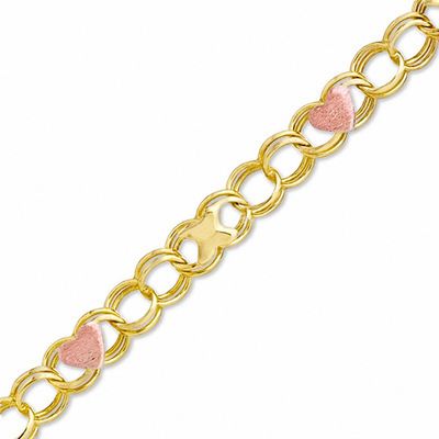 Child's Heart and "X" Bracelet in 10K Two-Tone Gold - 5.5"