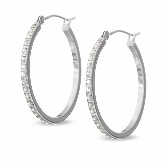 Diamond Fascination™ Round Hoop Earrings in 14K Gold