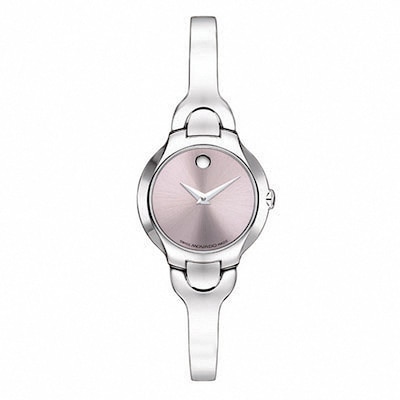 Ladies' Movado Kara™ Pink Mirror Dial Bangle Watch in Stainless Steel (Model: 0605284)