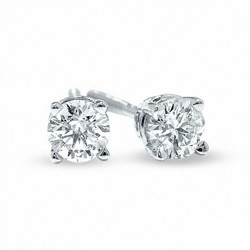 Celebration Canadian Lux® 0.35 CT. T.W. Diamond Solitaire Earrings in 18K White Gold (I/SI2)|Peoples Jewellers
