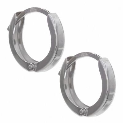 14K White Gold Light Hoop Earrings