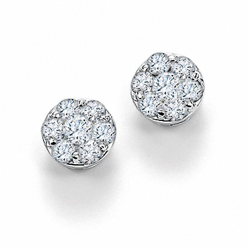 1.00 CT. T.W. Endless Diamond® Flower Stud Earrings in 14K White Gold|Peoples Jewellers