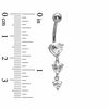 Thumbnail Image 1 of 014 Gauge Three Heart Top Down Curved Barbell with Cubic Zirconia in 14K White Gold