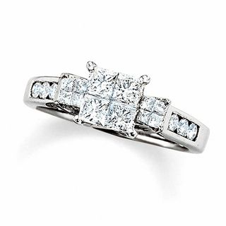 1.00 CT. T.W. Quad Princess-Cut Diamond Three Stone Ring in 14K White Gold