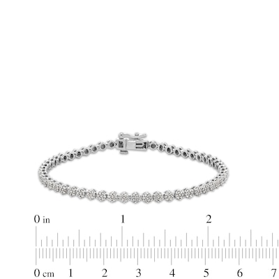 1.00 CT. T.W. Diamond Flower Tennis Bracelet in 10K White Gold