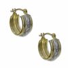 Thumbnail Image 0 of 14K Two-Tone Gold Domed Hoop Earrings