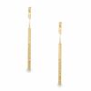 14K Gold Hammered Stick with Chain Earrings