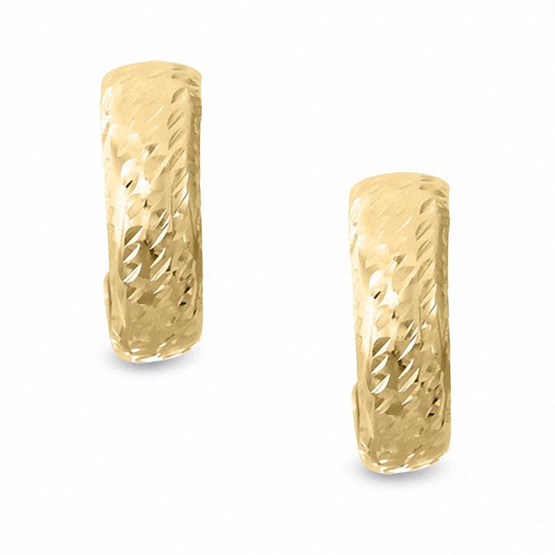 Main Image 1 of 14K Gold Hammered Half Hoop Earrings