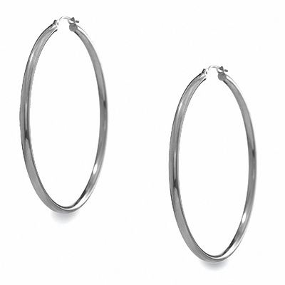 14K White Gold 44mm Hoop Earrings