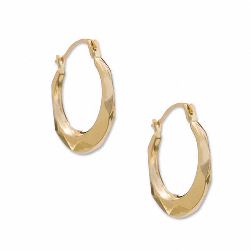 14K Gold Faceted Hoop Earrings|Peoples Jewellers