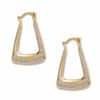 14K Two-Tone Gold Rectangle Hoop Earrings