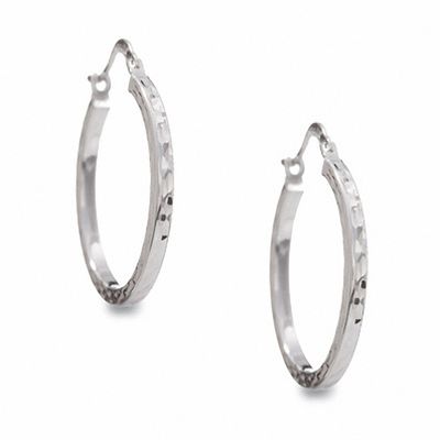 14K White Gold 20mm Hoop Earrings